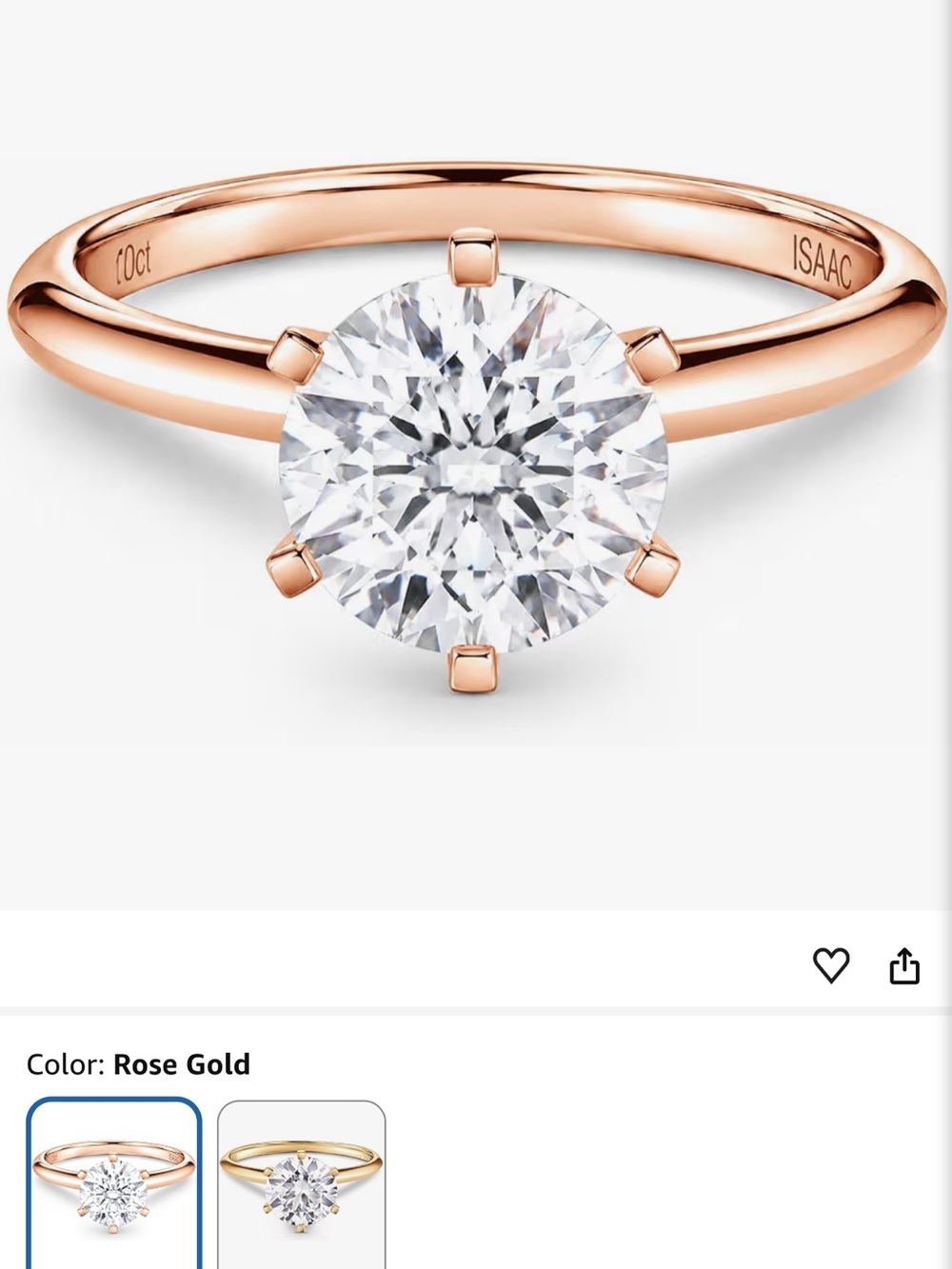 Isaac Wolf Rose Gold Solitaire Ring with Round Moissanite